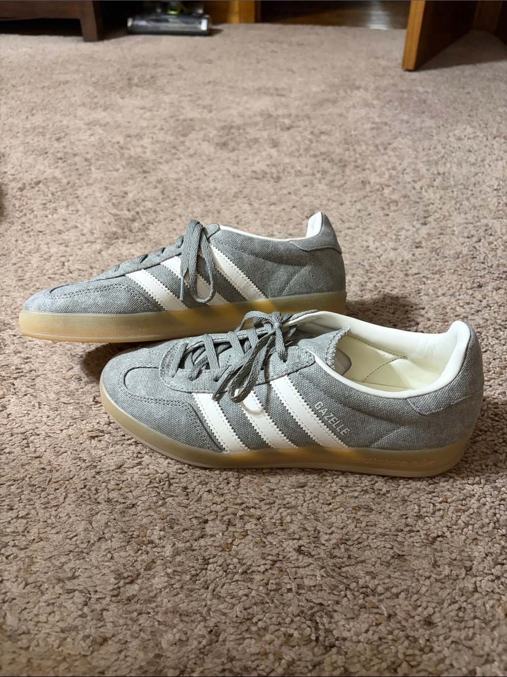 adidas Grey Gazelle Sneakers with White Stripes